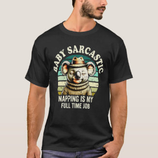 Funny Koala Napping Full Time Job Retro Graphic T Shirt