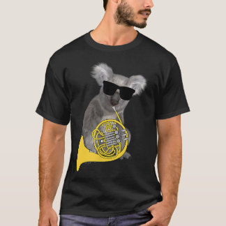 Funny Koala Wearing Sunglasses Playing French Horn T Shirt