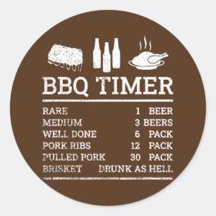 Funny kokning Timer Barbecue Kött Smoker Runt Klistermärke