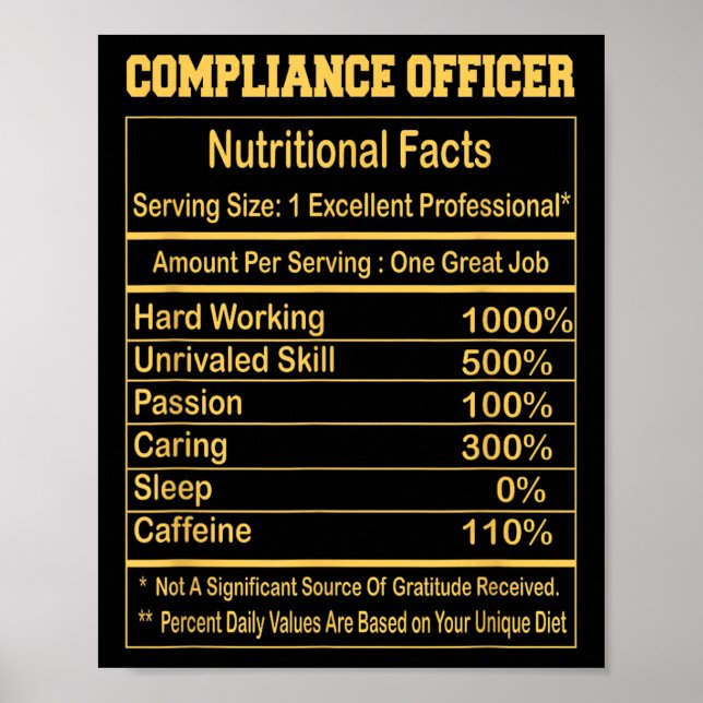 Funny kompatibilitetsansvarig Nutritional Facts Mo Poster (Framsidan)