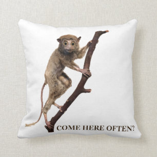 Funny Konstig Taxidermy Monkey Lemur Big Ögon Kudde