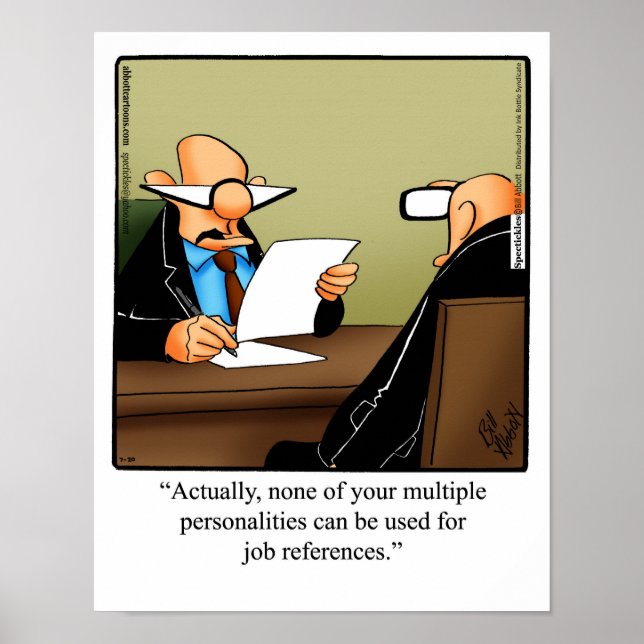 Funny Kontors humor Poster "Jobbreferenser" (Framsidan)