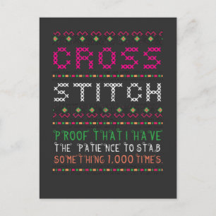 Funny Kor Stitch Needlepoint Sewing Nål Art Vykort