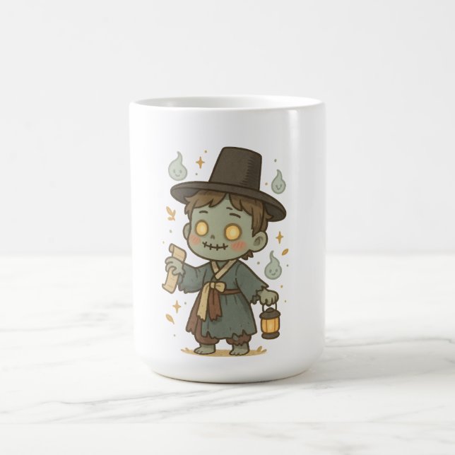 Funny Koreansk Zombie - Chibi Joseon Stil Kaffemugg (Center)