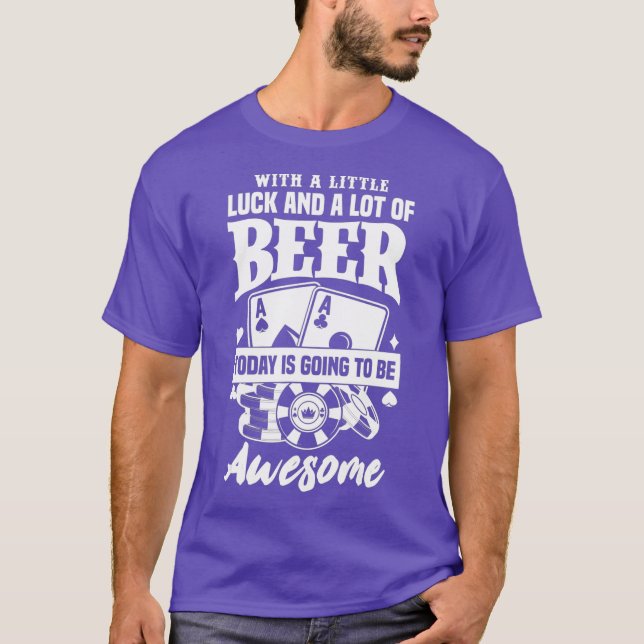 Funny kortplats Maskin Beer Casino Las Vegas Spela T Shirt (Framsida)