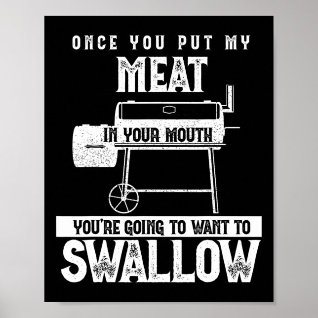 Funny Kött Smoke Grilling Party Bbq Smoking Gris P Poster (Framsidan)