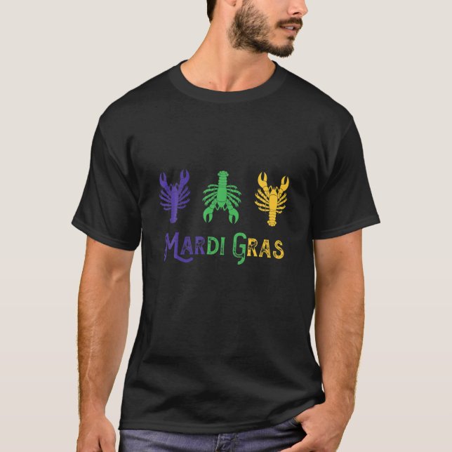 Funny Kräftor Lycklig Mardi Gras T Shirt (Framsida)