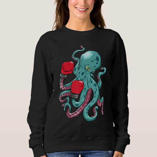 Funny Kraken Octopus Boxing Gves Underwater Ocea T Shirt (Framsida)