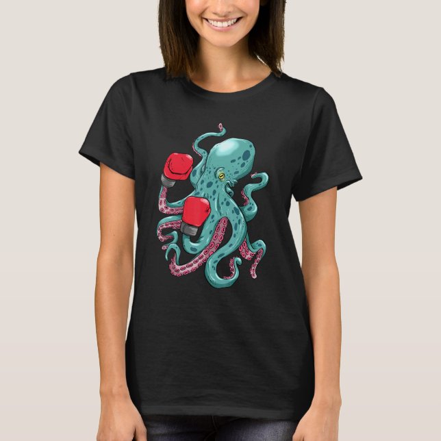 Funny Kraken Octopus Boxing Gves Underwater Ocea T Shirt (Framsida)