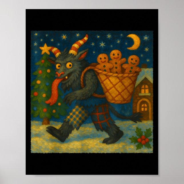 Funny Krampus Gingerbread Night Festive Creepy Hol Poster (Framsidan)