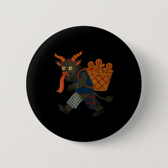 Funny Krampus Gingerbread Yarn Art Creepy Holiday  Knapp (Framsida)