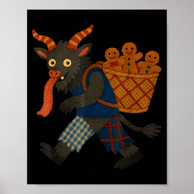 Funny Krampus Gingerbread Yarn Art Creepy Holiday  Poster (Framsidan)