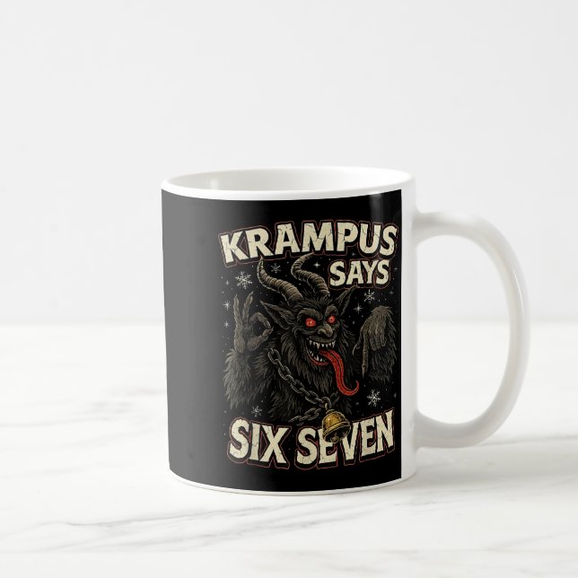 Funny Krampus Says Six Seven 6 7 Meme Christmas Ho Kaffemugg (Höger)