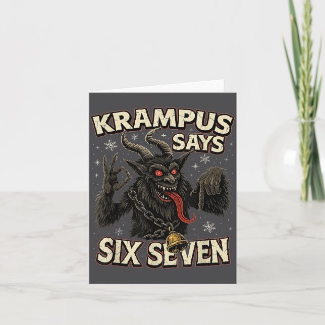 Funny Krampus Says Six Seven 6 7 Meme Christmas Ho Kort (Framsida)