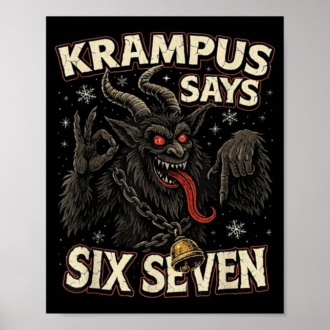 Funny Krampus Says Six Seven 6 7 Meme Christmas Ho Poster (Framsidan)