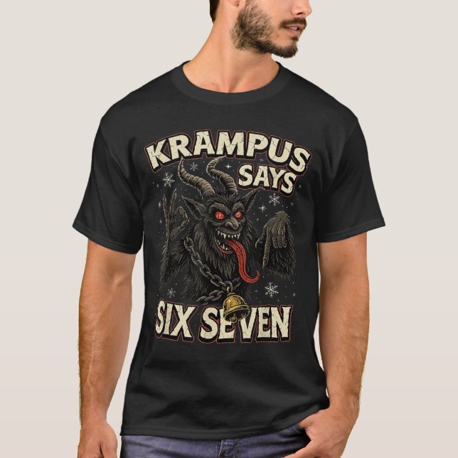 Funny Krampus Says Six Seven 6 7 Meme Christmas Ho T Shirt (Framsida)