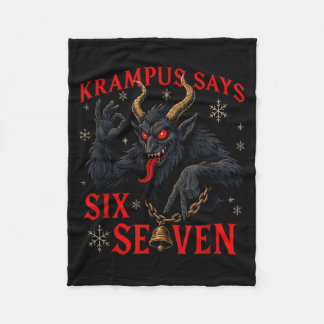 Funny Krampus Says Six Seven 6 7 Meme Christmas Xm Fleecefilt
