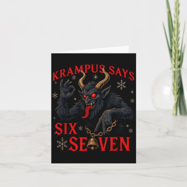 Funny Krampus Says Six Seven 6 7 Meme Christmas Xm Kort (Framsida)