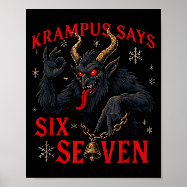 Funny Krampus Says Six Seven 6 7 Meme Christmas Xm Poster (Framsidan)