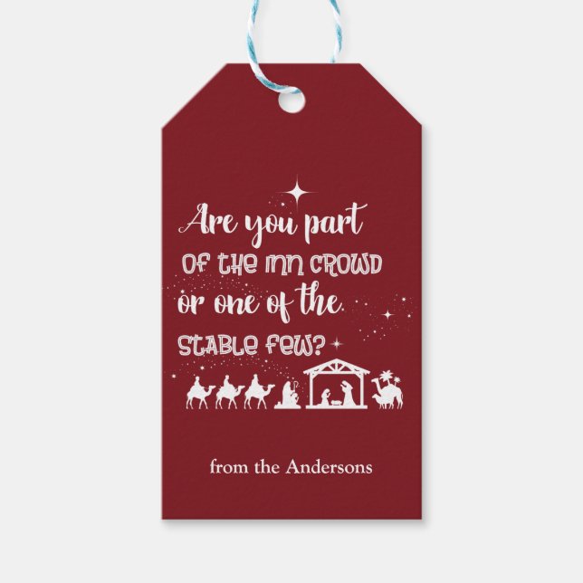 Funny kristen jultomhet Personlig Nativitet Presentetikett (Framsidan)