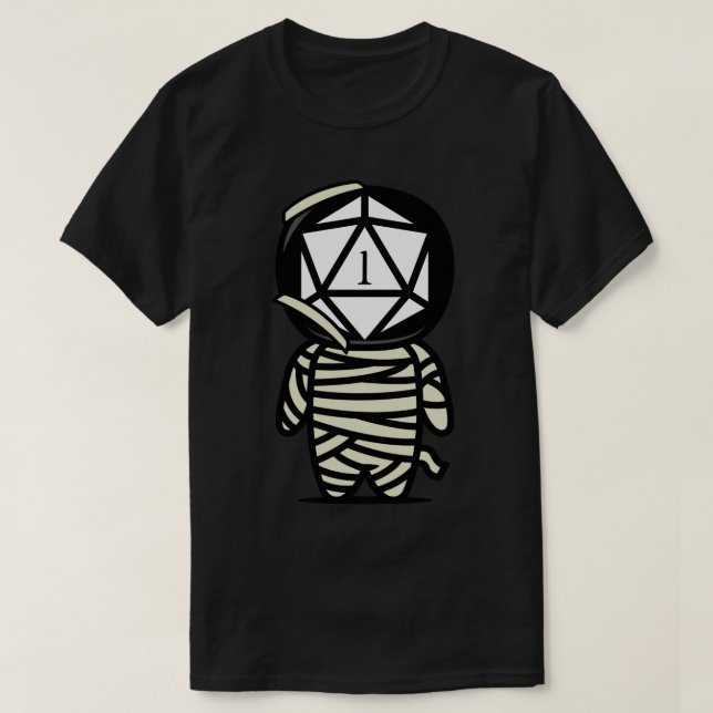 Funny kritisk Misslyckas Polyhedral D20 Dice Mummy T Shirt (Design framsida)