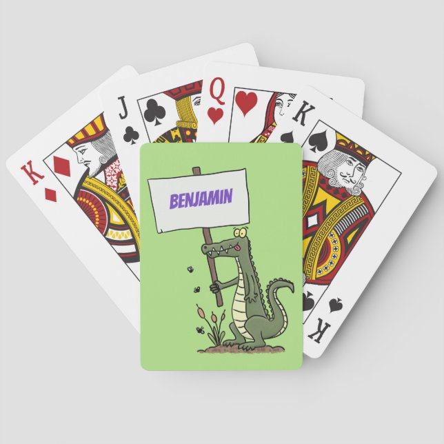 Funny krokodiljustator med teckentecknad casinokort (Baksidan)