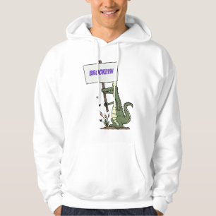 Funny krokodiljustator med teckentecknad hoodie