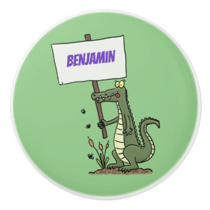 Funny krokodiljustator med teckentecknad knopp