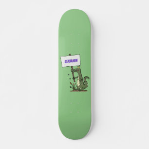 Funny krokodiljustator med teckentecknad mini skateboard bräda 18,5 cm