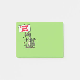 Funny krokodiljustator med teckentecknad post-it block