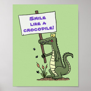 Funny krokodiljustator med teckentecknad poster