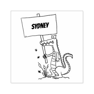 Funny krokodiljustator med teckentecknad stämpel