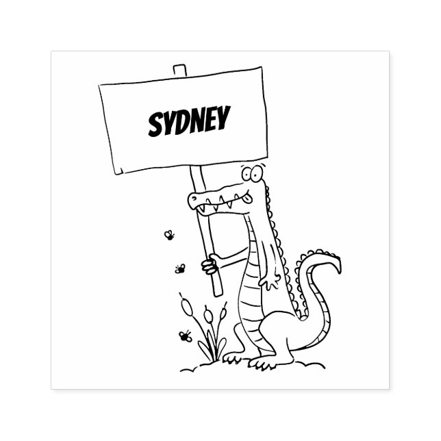 Funny krokodiljustator med teckentecknad stämpel (Tryck)