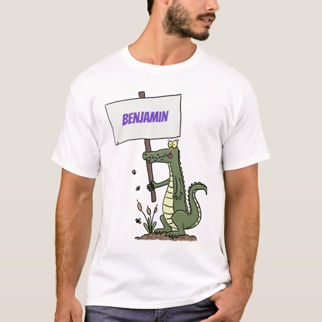 Funny krokodiljustator med teckentecknad t shirt (Framsida)