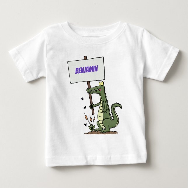 Funny krokodiljustator med teckentecknad t shirt (Framsida)