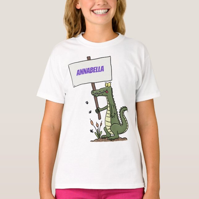 Funny krokodiljustator med teckentecknad t shirt (Framsida)