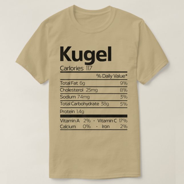 Funny Kugel Nutrition Fact jul Hanukkah Food T Shirt (Design framsida)