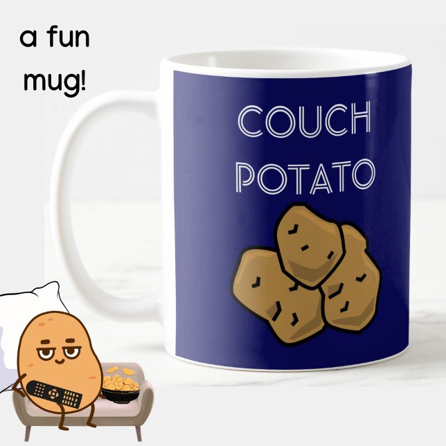 Funny "Kumpotatis" Binge som tittar på kaffe Mugg (A fun mug for the lovable couch potato in your life. Blue. Choice of colors available. )