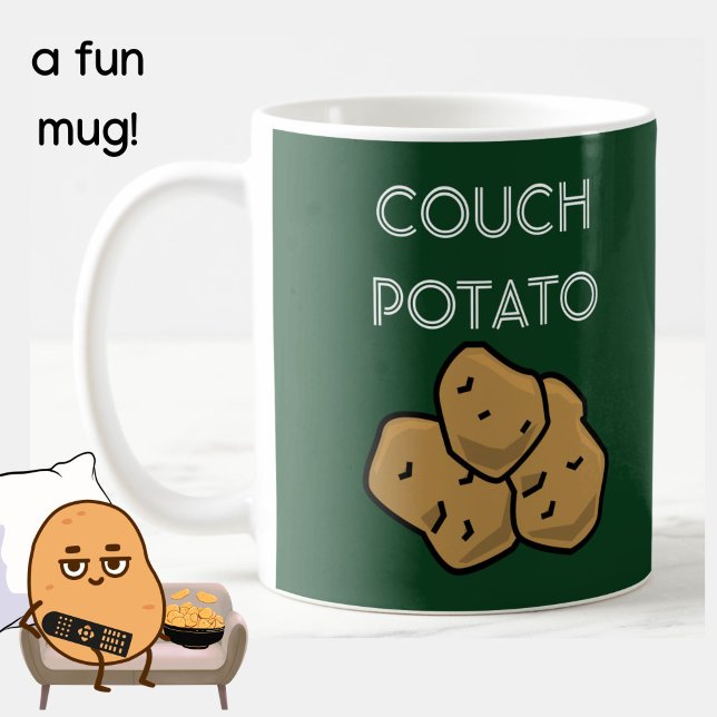 Funny "Kumpotatis" Binge som tittar på kaffe Mugg (A fun mug for the lovable couch potato in your life. Green. Choice of colors available. )