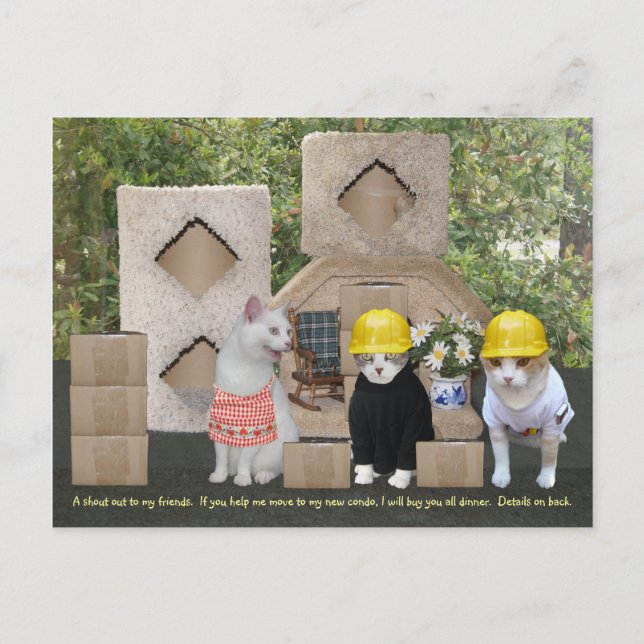 Funny kundinbjudan för att hjälpa till att flytta vykort (Framsida)
