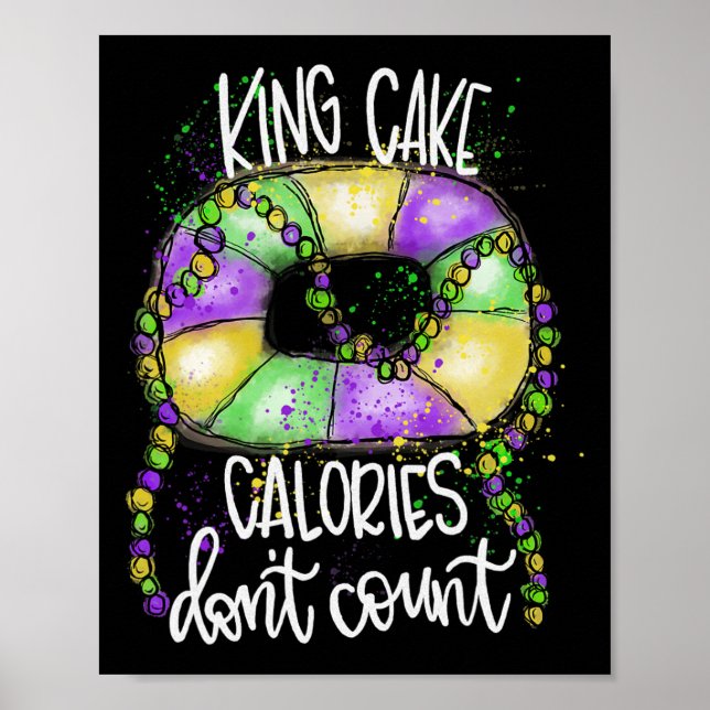 Funny Kung Cake Calories Räkna inte Mardi Gras Co Poster (Framsidan)