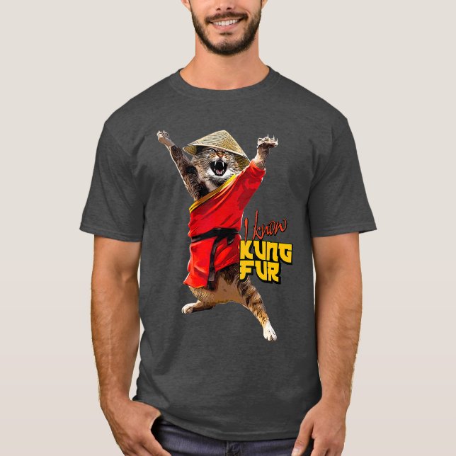 Funny Kung fu Kat för martialkonst Fläkt I Know T Shirt (Framsida)