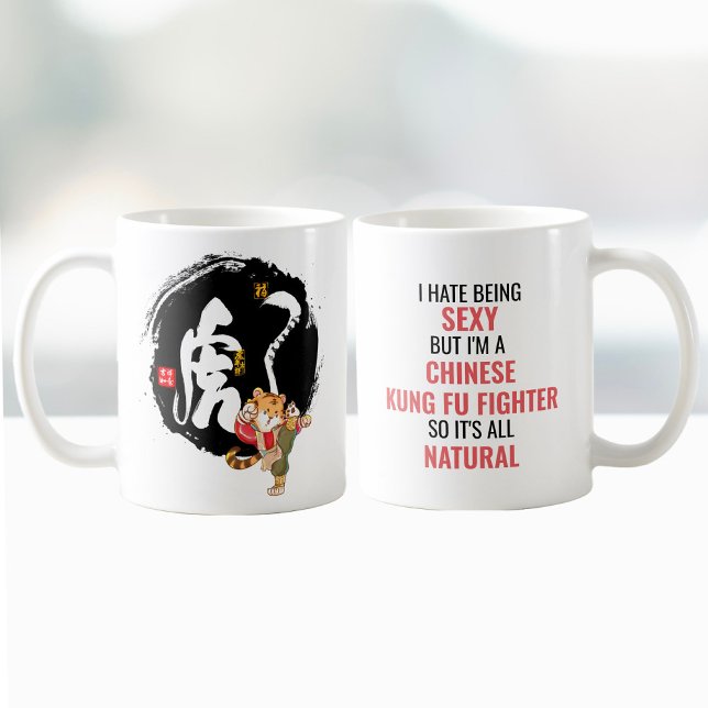 Funny Kung fu Tiger Sexy Chinese Kaffemugg (Skapare uppladdad)