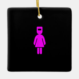 Funny kvinnlig flicka Dam Woman Welder Welder Weld Julgransprydnad Keramik