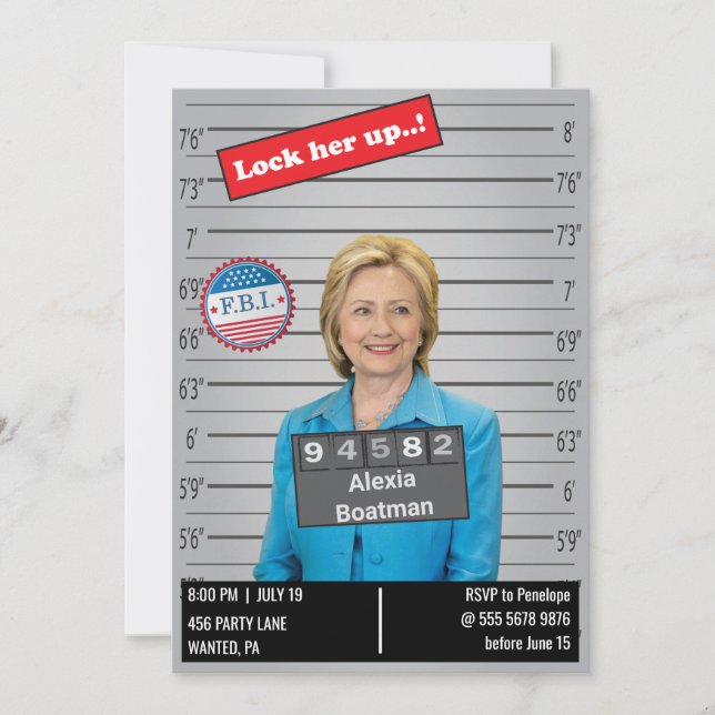 Funny kvinnopolis Mugshot Birthday Joke Inbjudningar (Framsida)