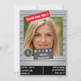 Funny kvinnopolis Mugshot Birthday Joke Inbjudningar