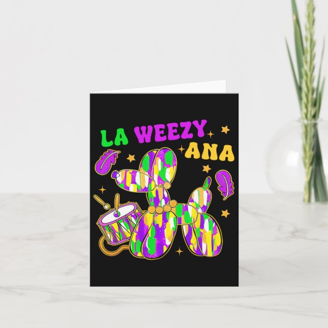 Funny La Weezy Ana Mardi Gras Carnival Cake Walk M Kort (Framsida)