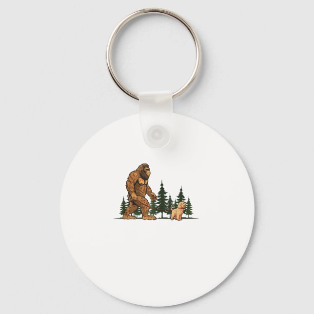 Funny Labradoodle Bigfoot Hund Walking Hund Pappa Nyckelring (Framsida)