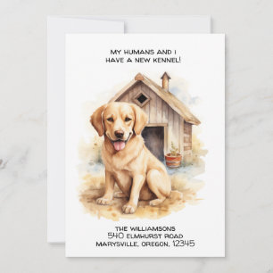 Funny Labrador Hund Flytta Announcement Meddelande