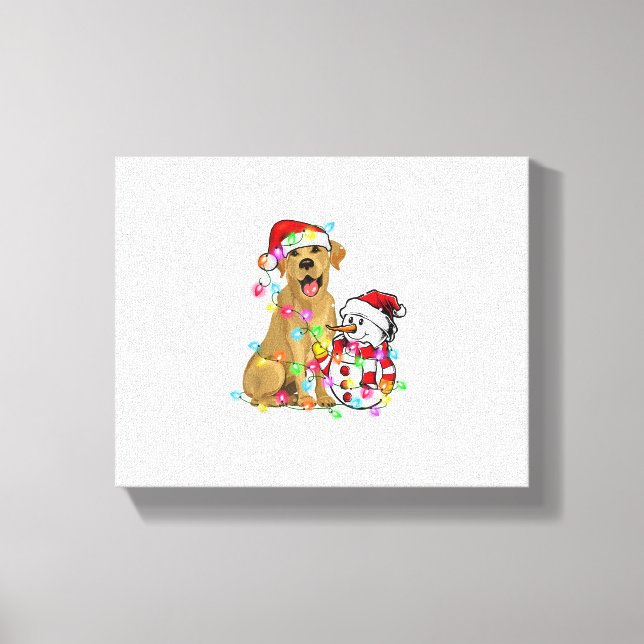 Funny Labrador Hund jul Tee Snögubbe Julafton Ligh Canvastryck (Framsida)
